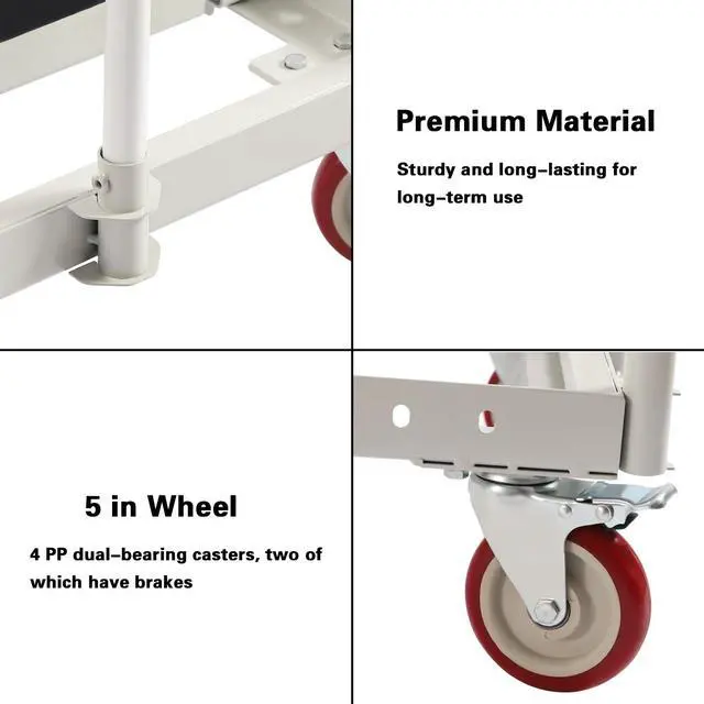 Alt view image 5 of 6 - 1000 LB Panel Cart Dolly with Steel Frame, 24" W x 39" H, 5 inch Casters, Panel Bars and Handle Bars, Practical Platform Cart for Factory Warehouses, Garage, Basements, Workshop (39 x 24 in)