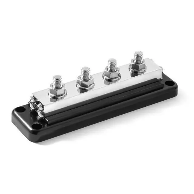 Alt view image 2 of 5 - Heavy-Duty Busbars - 600A 4 Terminal High Current Power Distribution Block with Clear Cover- Copper Tin-Plated - Ideal for 12V, 24V, 48V DC Systems