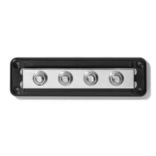 Alt view image 3 of 5 - Heavy-Duty Busbars - 600A 4 Terminal High Current Power Distribution Block with Clear Cover- Copper Tin-Plated - Ideal for 12V, 24V, 48V DC Systems