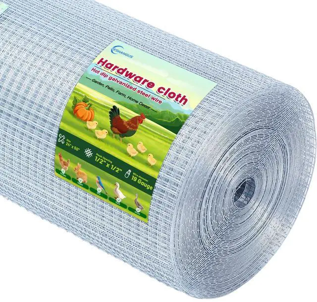 Main image of 1/4'' 48'' X 100' Hardware Cloth, Chicken Wire Fencing Double Layer Hot Dip Galvanized, Wire Mesh Fence Chicken Rabbit Snake Cage Wire Fence Mesh Roll, for Chicken Coops, Fencing, Garden Protection