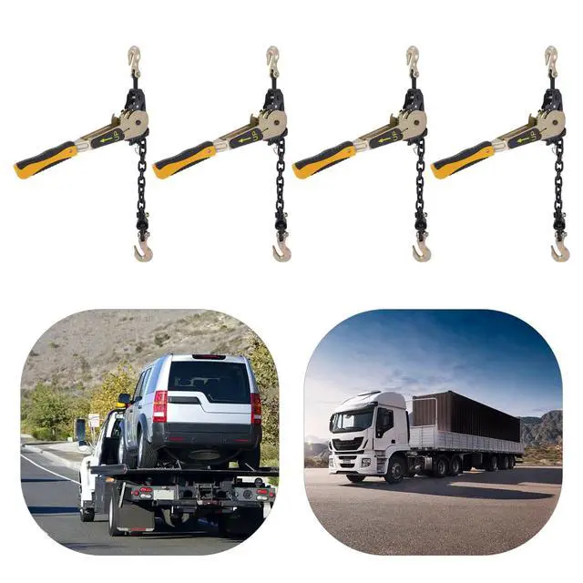 Alt view image 3 of 6 - EZ Ratchet Chain Binder 3/8-1/2 '' 6600lbs G70 Grab Hook Heavy Duty Tie Down Hauling Chain Binders Easy Ratcheting Chain Load Binder for Flatbed Trailers Trucks Vehicles (2 Pack)
