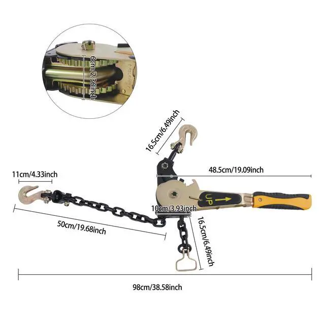 Alt view image 5 of 6 - EZ Ratchet Chain Binder 3/8-1/2 '' 6600lbs G70 Grab Hook Heavy Duty Tie Down Hauling Chain Binders Easy Ratcheting Chain Load Binder for Flatbed Trailers Trucks Vehicles (2 Pack)