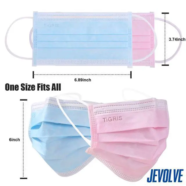 Alt view image 5 of 6 - 2000 Pcs Tigris Disposable Face Mask | Earloop Face Mask 3-Ply Protection Face Masks 4.0g | Disposable Breathable Mask for Adult, Home, Office, Daily Wear - Pink