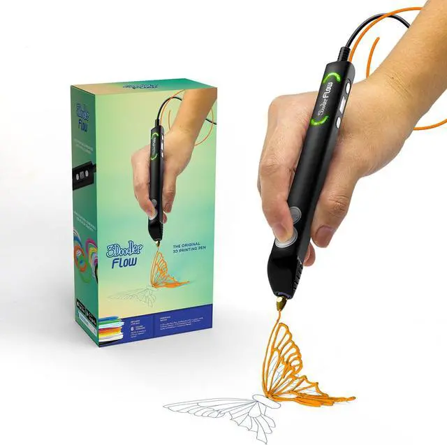 Alt view image 2 of 5 - Flow 3D Printing Pen for Teens, Adults & Creators! - Black - with Free Refill Filaments + Stencil Book + Getting Started Guide