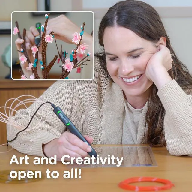 Alt view image 5 of 5 - Flow 3D Printing Pen for Teens, Adults & Creators! - Black - with Free Refill Filaments + Stencil Book + Getting Started Guide