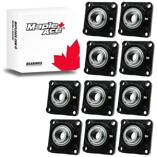 Main image of UCF206-20 Square Flange Bearing 1-1/4" Bore, 4-Bolt Self-Aligning, Solid Base, R3 Triple Lip Seal, Heavy Duty (Qty 10)