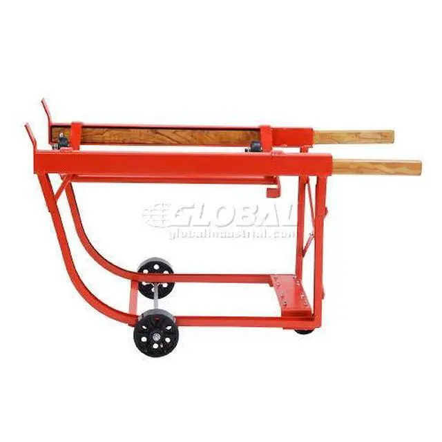 Alt view image 2 of 6 - Heavy Duty Drum Cradle, Wood Handles & Steel Wheels, Red