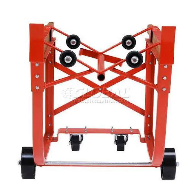 Alt view image 3 of 6 - Heavy Duty Drum Cradle, Wood Handles & Steel Wheels, Red