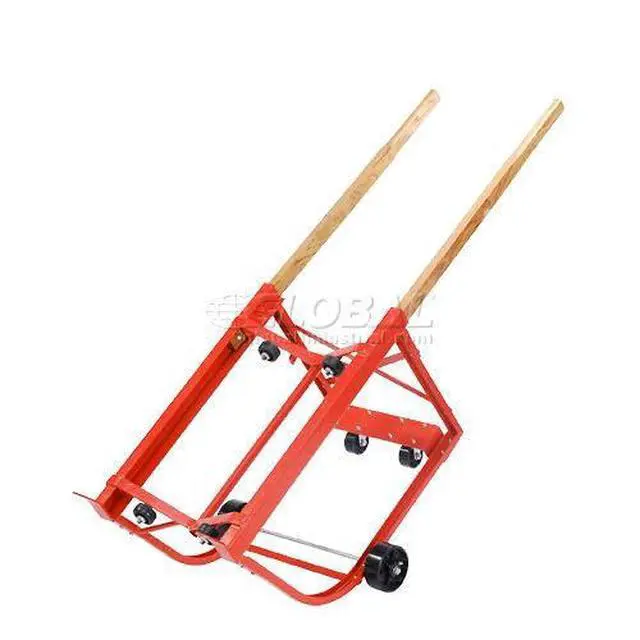 Alt view image 4 of 6 - Heavy Duty Drum Cradle, Wood Handles & Steel Wheels, Red