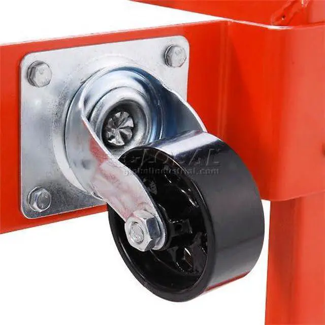 Alt view image 5 of 6 - Heavy Duty Drum Cradle, Wood Handles & Steel Wheels, Red