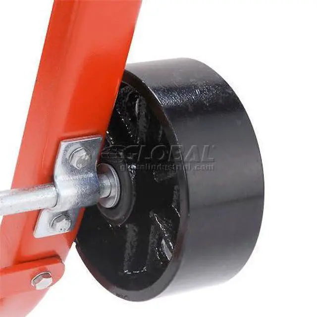 Alt view image 6 of 6 - Heavy Duty Drum Cradle, Wood Handles & Steel Wheels, Red