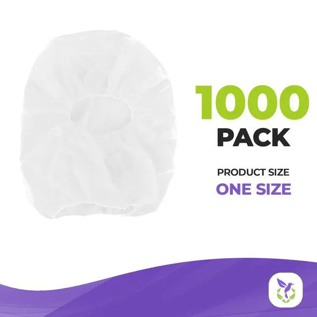 Alt view image 2 of 6 - Disposable Hoods, White Polypropylene Hooded Caps with Elastic Face Opening, One Size, Pack of 1 000, Full Coverage Head and Beard Cover for Food Handling and Prep