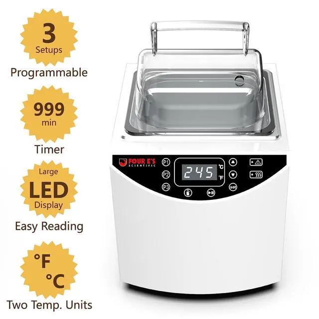 Alt view image 4 of 6 - Water Bath - Digital 2 Liter Laboratory Electric Water Bath with Precise Temperature Control, Double Safety Features, and Easy to Read LED Display, Model WB101