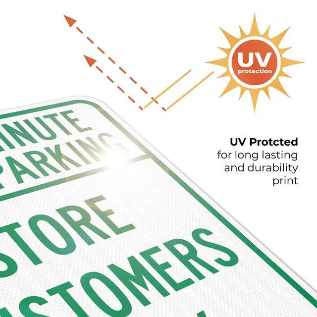 Alt view image 6 of 6 - 15 Minutes Parking Store Customers Only Sign, | 18x24 3M EGP Reflective Stand Set w/Post & Iron Base USA Made