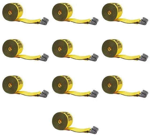 Main image of (10 Pack) 4" X40' Winch Straps Kinedyne w/Flat Hook, WLL 5400 Flatbed Tie Down Strap