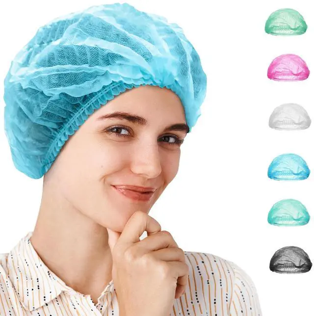 Main image of Disposable Bouffant Caps, 24 Inches, Blue, Pack of 1000, Spunbond Polypropylene, Elastic Edge, Ideal for Food Service, Kitchens, and General Use