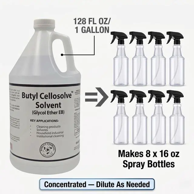 Alt view image 3 of 4 - Glycol Ether EB 128 oz Butyl Cellosolve Solvent for Heavy-Duty Cleaning & Degreasing Water-Miscible, Industrial Grade 128 oz - (Pack of 4)