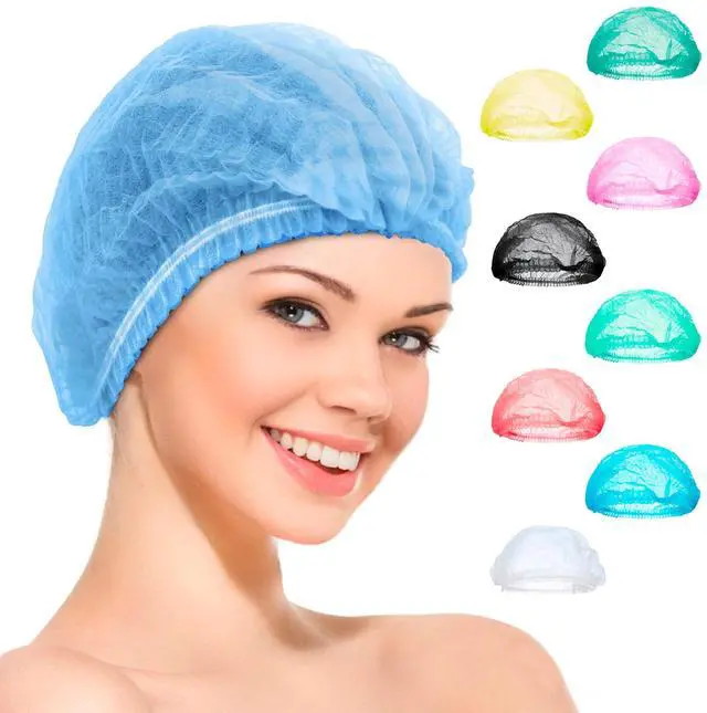 Main image of Disposable Bouffant Caps, Blue 21 Inch Hair Nets for Food Service Workers, Non Woven Polypropylene Hair Covers, Pack of 1000