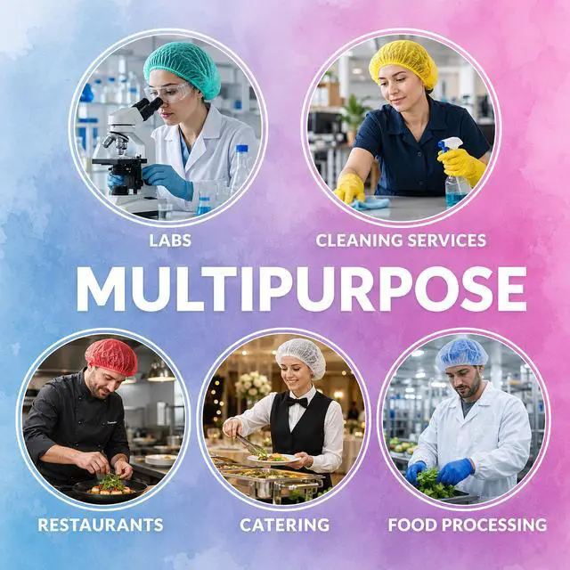 Alt view image 6 of 6 - Disposable Bouffant Caps, Blue 21 Inch Hair Nets for Food Service Workers, Non Woven Polypropylene Hair Covers, Pack of 1000