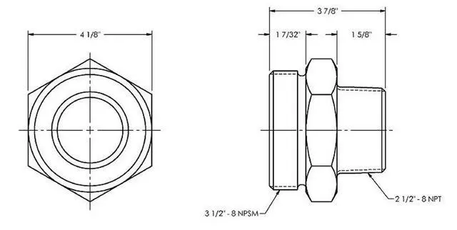 Alt view image 3 of 3 - Boss GM33 Plated Iron Hose Fitting, Spud for GJ Boss Ground Joint Seal, 2-1/2" NPT Male