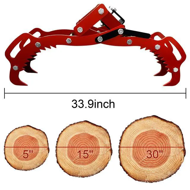 Alt view image 3 of 6 - Upgraded 32 inch Timber Claw Hooks with Operating Handle, Heavy Duty 4 Claw Log Lifting Tong, 4400lbs Capacity Log Grabber Hook, Logging Tools for Tractors, ATVs, Trucks, Forklifts