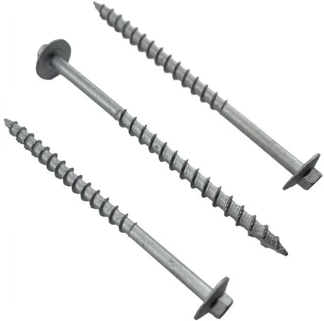 Main image of BRAUNY BOY - #12 x 6- Structural Lag Heavy Duty Construction Wood Screw Galvanized Corrosion Resistant Coating Exterior Timber, Landscape - Easy HEX Head Drive Flange Head 6 in - Qty (500)