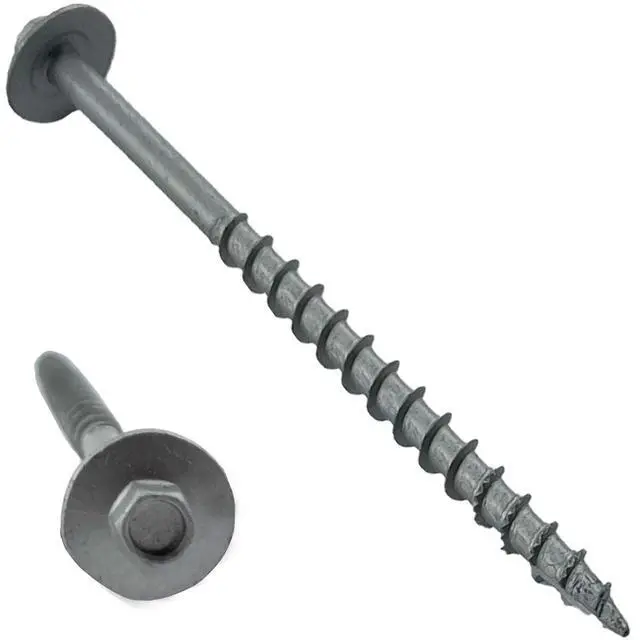 Alt view image 4 of 6 - BRAUNY BOY - #12 x 6- Structural Lag Heavy Duty Construction Wood Screw Galvanized Corrosion Resistant Coating Exterior Timber, Landscape - Easy HEX Head Drive Flange Head 6 in - Qty (500)
