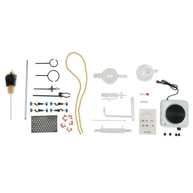 Alt view image 6 of 6 - Distillation Apparatus Lab Glassware Kit 1000ml Essential Oil Distiller Kit Glass Steam Distillation with 1000W Heater Steam Water Distiller Purifier Essential Oil Distillation Apparatus for Home Lab
