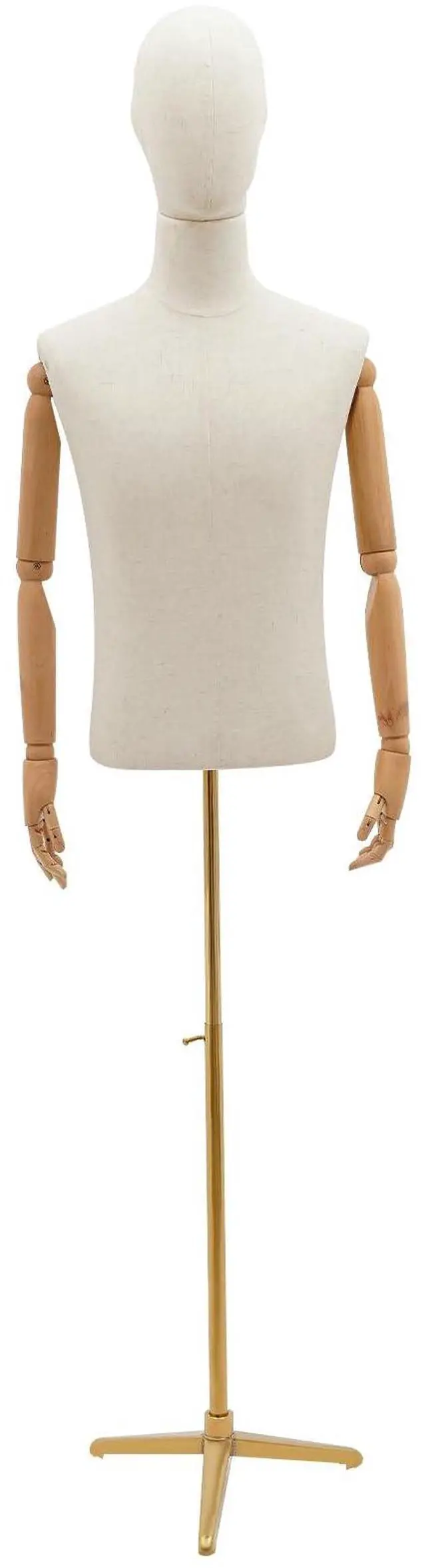 Main image of Male Dress Form Display, Male Mannequin Torso with Head & Arms 53-76 in Height Adjustable Mens Mannequin Body with Tripod Metal Stand for Store Display