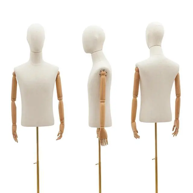 Alt view image 4 of 6 - Male Dress Form Display, Male Mannequin Torso with Head & Arms 53-76 in Height Adjustable Mens Mannequin Body with Tripod Metal Stand for Store Display