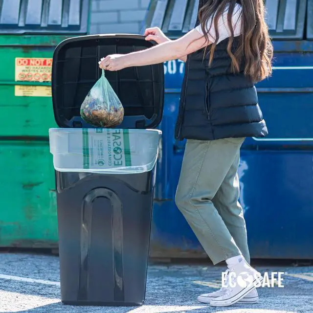 Alt view image 3 of 6 - 6400 HB4860-85 Certified Compostable Bag - 48x60 Green Bags for 64 Gallon Bin - Extra Strong Leak, Puncture and Tear Resistant Food Scraps Bin Liners, Pack of 60