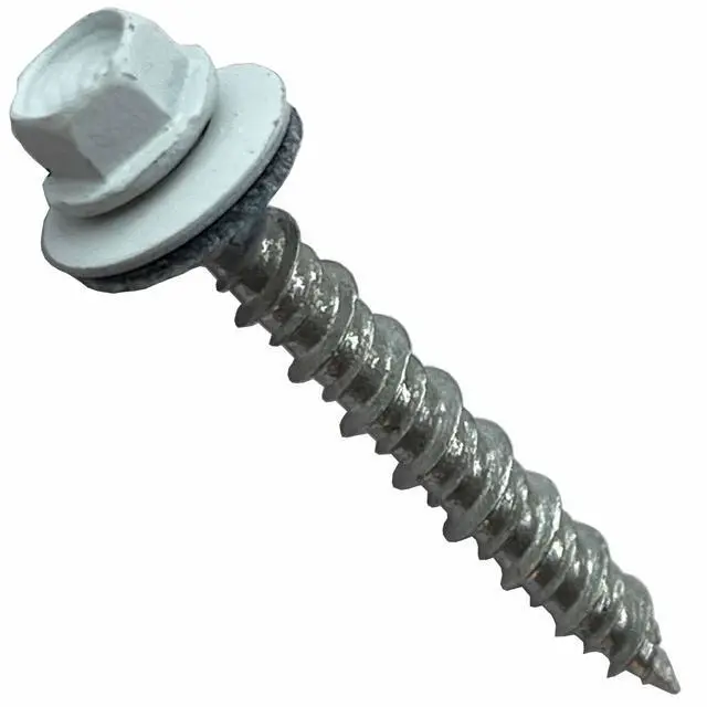 Alt view image 5 of 6 - Metal Roofing Screws-#10 x 1.5 Self Tapping Hex Head with EPDM Rubber Washer for Metal to Wood, Corrugated Roofing, Siding, Sheds, Pancake Screw - ¼ Hex Drive Easy Installation - White