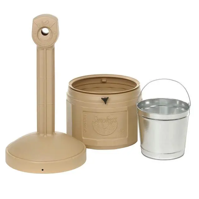 Alt view image 2 of 6 - Cease-Fire Cigarette Butt Receptacle - 16-1/2" Dia.X38-1/2"H - 4-Gallon Capacity - Beige