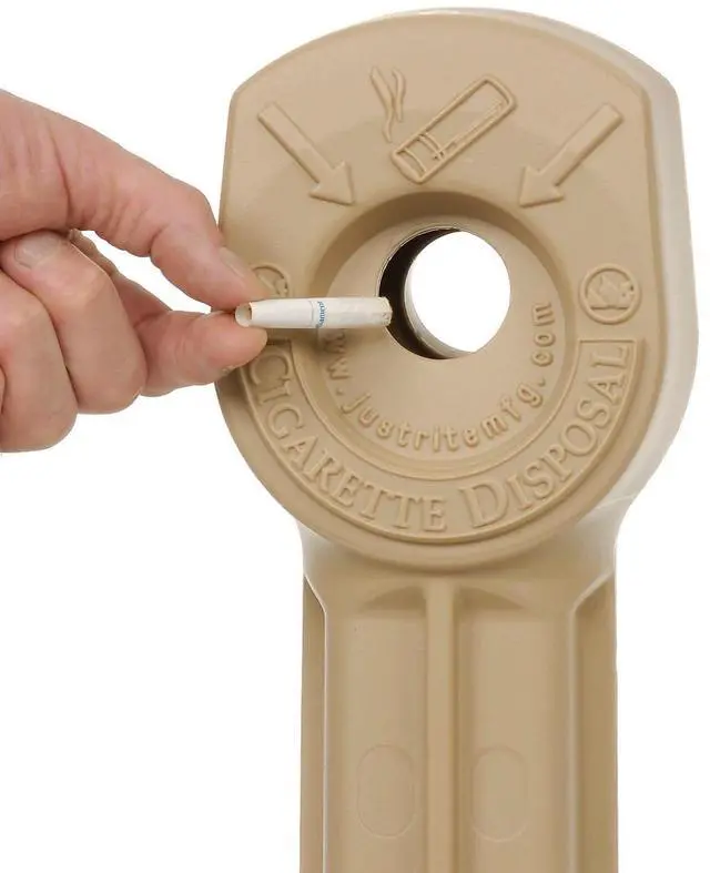Alt view image 3 of 6 - Cease-Fire Cigarette Butt Receptacle - 16-1/2" Dia.X38-1/2"H - 4-Gallon Capacity - Beige