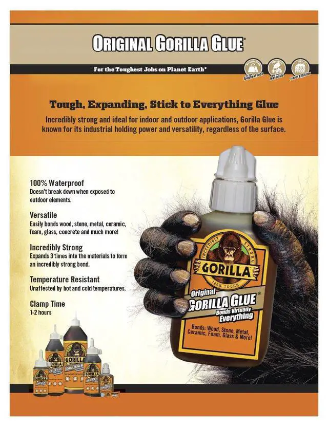 Alt view image 2 of 6 - Original Waterproof Polyurethane Glue, 18 ounce Bottle, Brown, (Pack of 9)