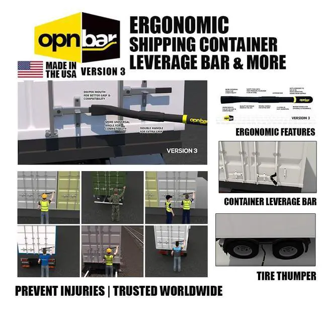 Alt view image 3 of 6 - Version 2 (1 Pack) Large Mouth Leverage Bar for Shipping Container Doors - no 5th Wheel Release - Made in the USA by SCS International