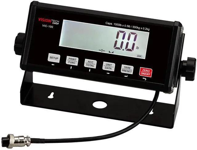 Main image of VIC-100 Indicator, Easy to See Large LCD Display with Backlight, RS232, USB Interface, NTEP Legal for Trade CC# 25-028, Compatible with Floor Scale, Drum Scale, or Any Base