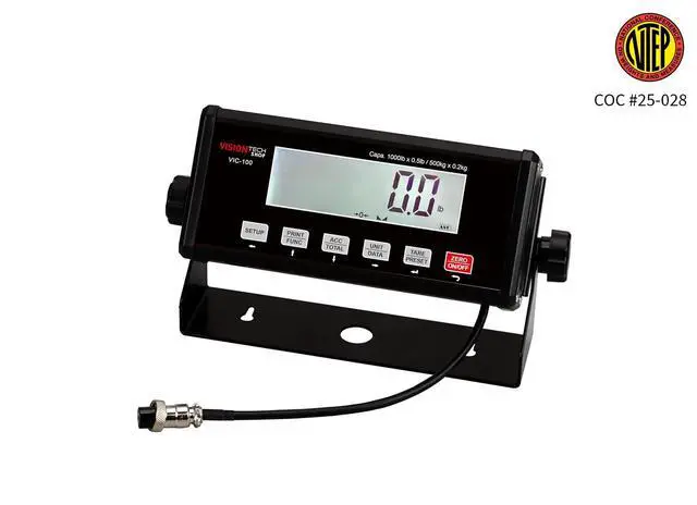 Alt view image 2 of 6 - VIC-100 Indicator, Easy to See Large LCD Display with Backlight, RS232, USB Interface, NTEP Legal for Trade CC# 25-028, Compatible with Floor Scale, Drum Scale, or Any Base
