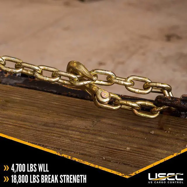 Alt view image 6 of 6 - Grade 70 Transport Chain with Clevis Grab Hooks, 5/16 Inch x 16 Foot Load Chain, Easily Secure Heavy Loads to A Truck Or Flatbed Trailer, 4,700 Pound Working Load Limit, 2 Pack