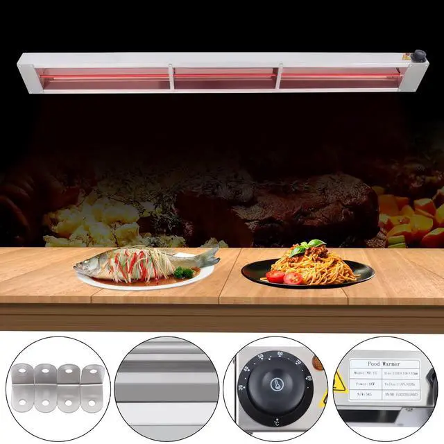 Alt view image 6 of 6 - 60" Electric Strip Heater 1000W 110V Commercial Grade Infrared Food Warmer Temperature Adjustable Overhead Warmer (60 Inch)