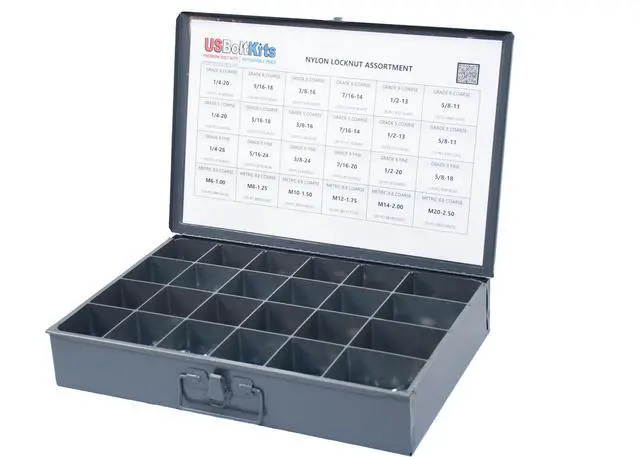 Alt view image 2 of 6 - 1200pcs Nylon Locknut Assortment USS, SAE, and Metric | Coarse and Fine Thread Grade 8, 5, and 8.8 (See Description for Quantities)