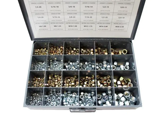 Alt view image 4 of 6 - 1200pcs Nylon Locknut Assortment USS, SAE, and Metric | Coarse and Fine Thread Grade 8, 5, and 8.8 (See Description for Quantities)
