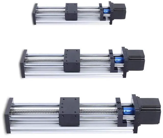 Alt view image 3 of 6 - Linear Rail 100mm / 200mm / 300mm GGP Linear Stage Actuator with Square Linear Rails Mini Slide Table + NEMA 23 Stepper Motor for DIY CNC Router Milling Machine (300mm)