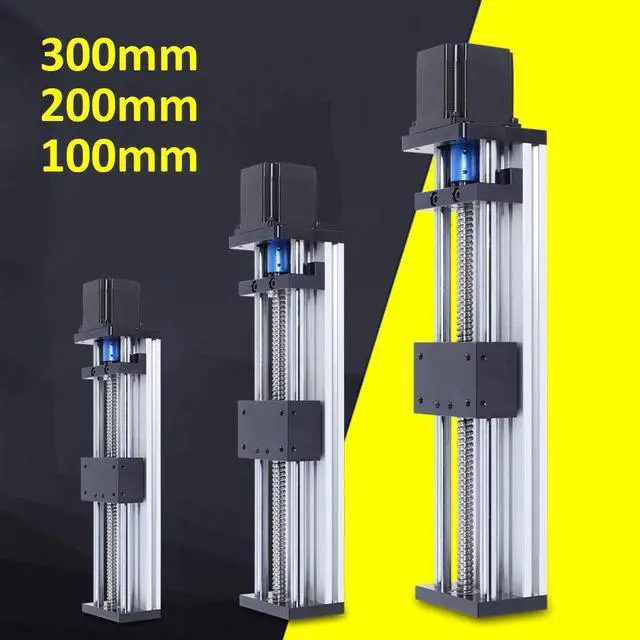 Alt view image 4 of 6 - Linear Rail 100mm / 200mm / 300mm GGP Linear Stage Actuator with Square Linear Rails Mini Slide Table + NEMA 23 Stepper Motor for DIY CNC Router Milling Machine (300mm)