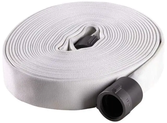 Alt view image 3 of 6 - Fire Hose - 1" x 50' Lay Flat Water Hose - Made in the USA - White Forestry Firefighter Hose - NPSH Couplings