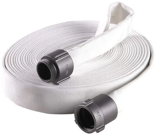 Alt view image 4 of 6 - Fire Hose - 1" x 50' Lay Flat Water Hose - Made in the USA - White Forestry Firefighter Hose - NPSH Couplings
