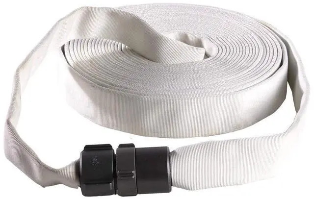 Alt view image 5 of 6 - Fire Hose - 1" x 50' Lay Flat Water Hose - Made in the USA - White Forestry Firefighter Hose - NPSH Couplings