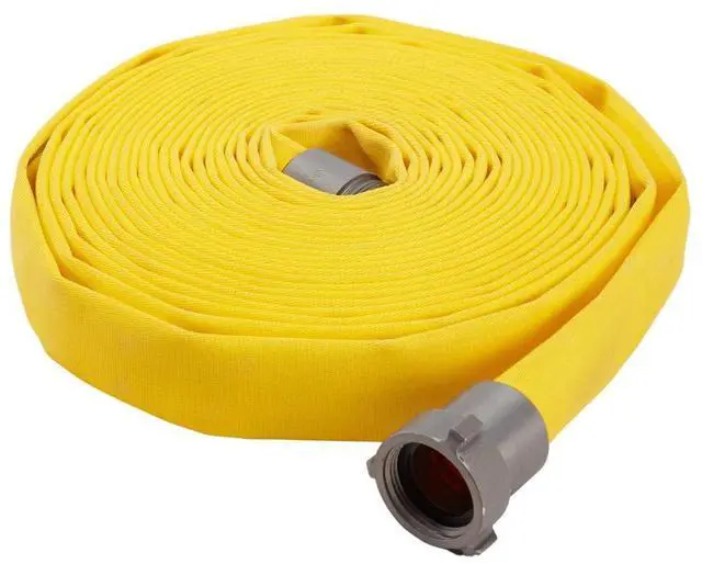 Alt view image 3 of 6 - Fire Hose - 1 inch x 50' Lay Flat Water Hose - Made in the USA - Yellow Forestry Firefighter Hose - NH Couplings