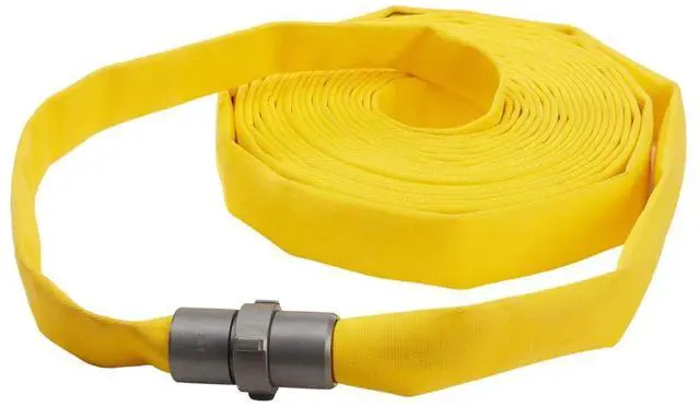 Alt view image 5 of 6 - Fire Hose - 1 inch x 50' Lay Flat Water Hose - Made in the USA - Yellow Forestry Firefighter Hose - NH Couplings