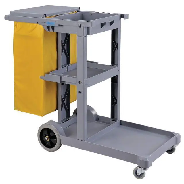 Alt view image 3 of 6 - Janitor Cart Gray with 25 Gallon Vinyl Bag